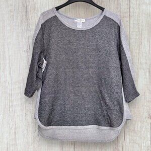 REBECCA MALONE Gray French Terry Knit Tunic 3/4 Sleeve Sweatshirt Sweater 1X